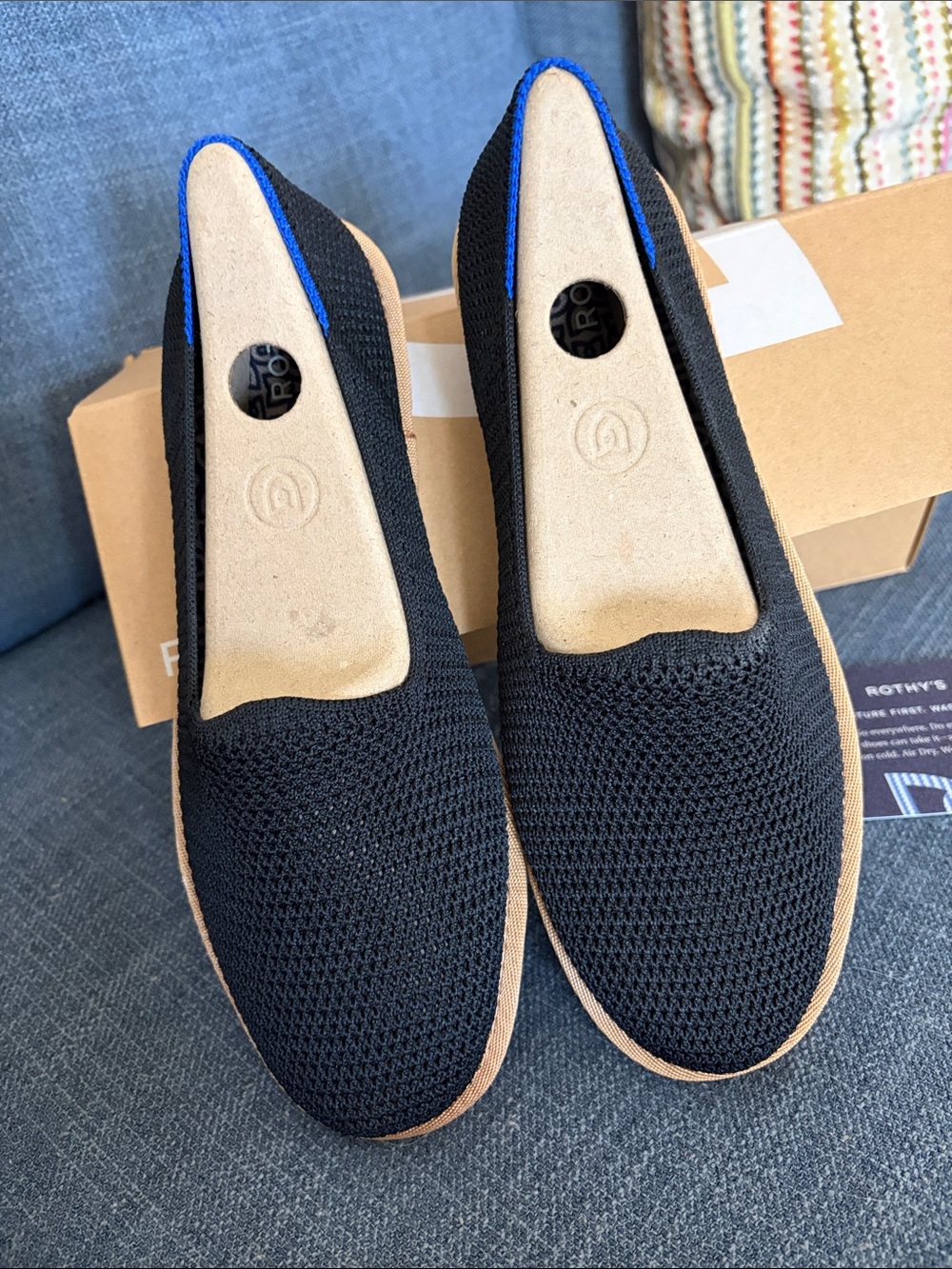 Rothy’s The Cruiser Loafer – Black Raffia-Knit – Size 8.5